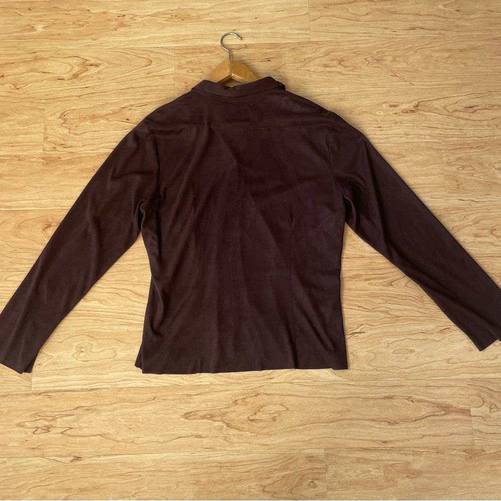 |Max Studio| Vintage Suede Long Sleeve Button Down in Chocolate Brown Size XL - Picture 3 of 8